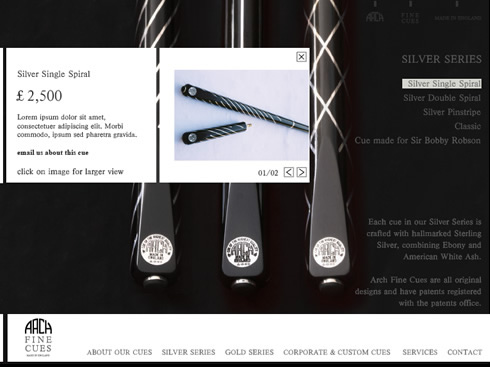 Arch Fine Cues interior page