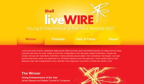 Shell LiveWIRE Young Entrepreneur of the Year Awards site